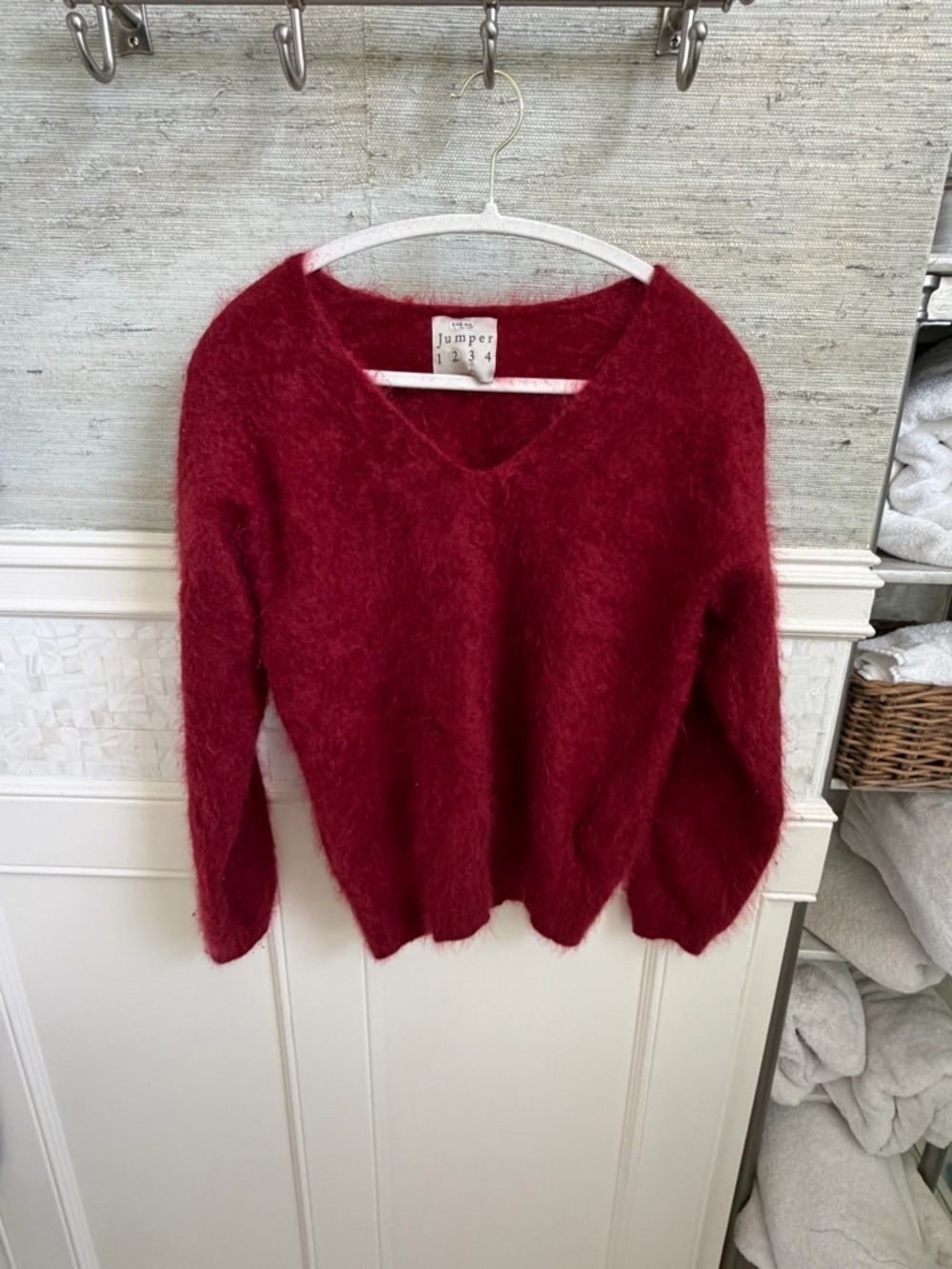2 / 6 medium Jumper 1234 Rouge Brushed Cashmere V-Neck sweater Red - Picture 5 of 14